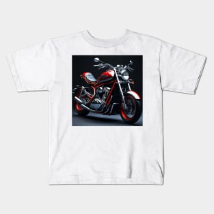 Chrome and Red Motorcycle 2 - Sleek and Stylish Kids T-Shirt